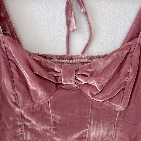 Free People • NWOT Mauve Bridgette Velvet Puff Sleeve Corset Style Top Size Med - Picture 4 of 17